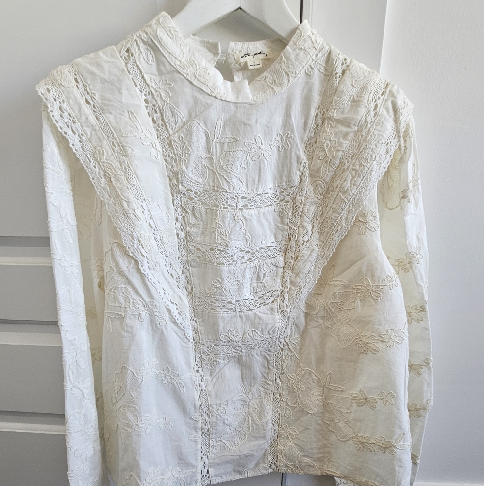 Off White Lace Embroidered Blouse